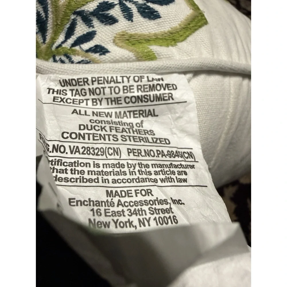 Jacobean Embroidered Floral Throw Pillow~Zip Close Cover+ Feather Insert~18